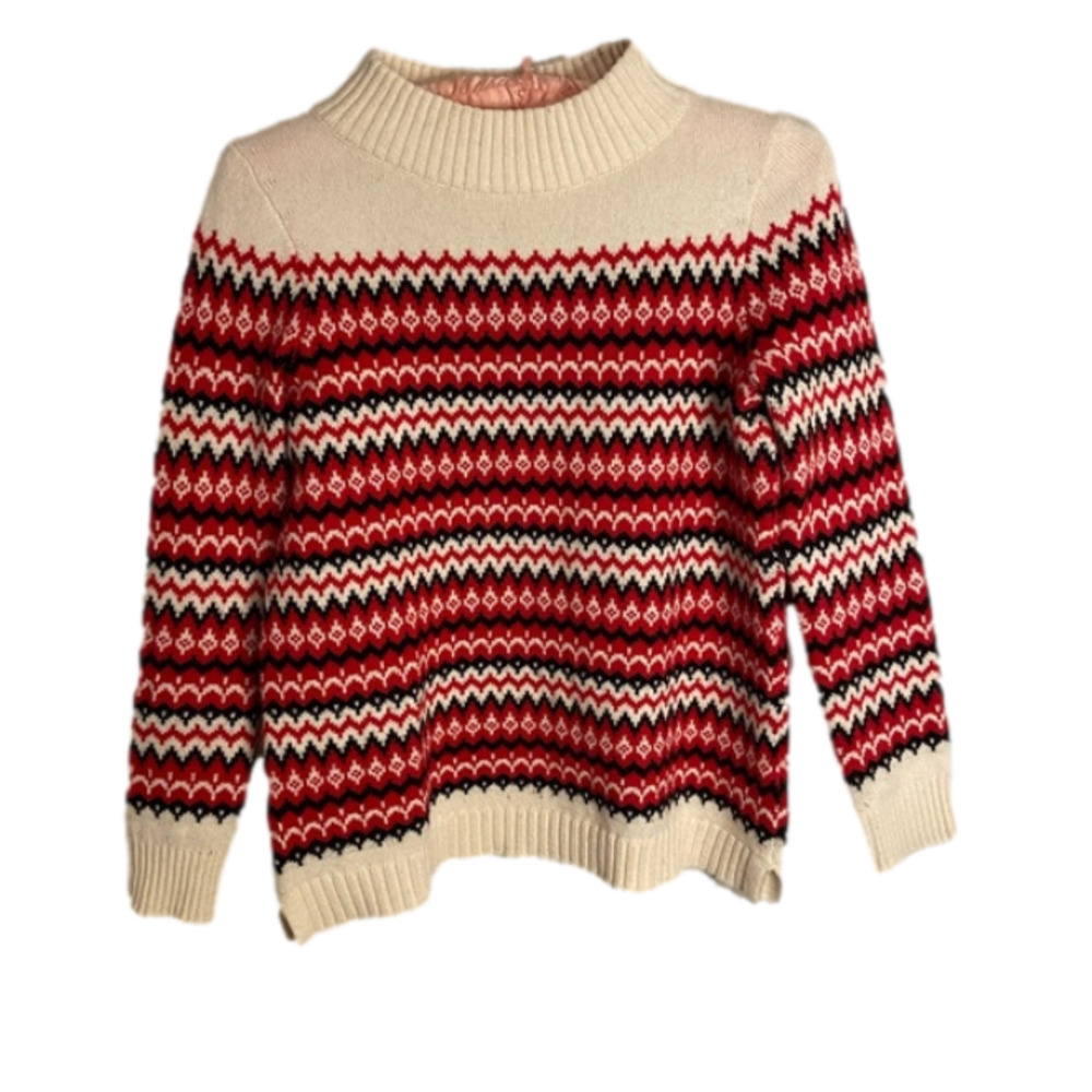 Talbots Red White Fair Isle Sweater
